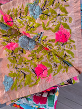 Load image into Gallery viewer, Rose Gold x Grey Large Handmade Chanderi Silk Wrap / Throw