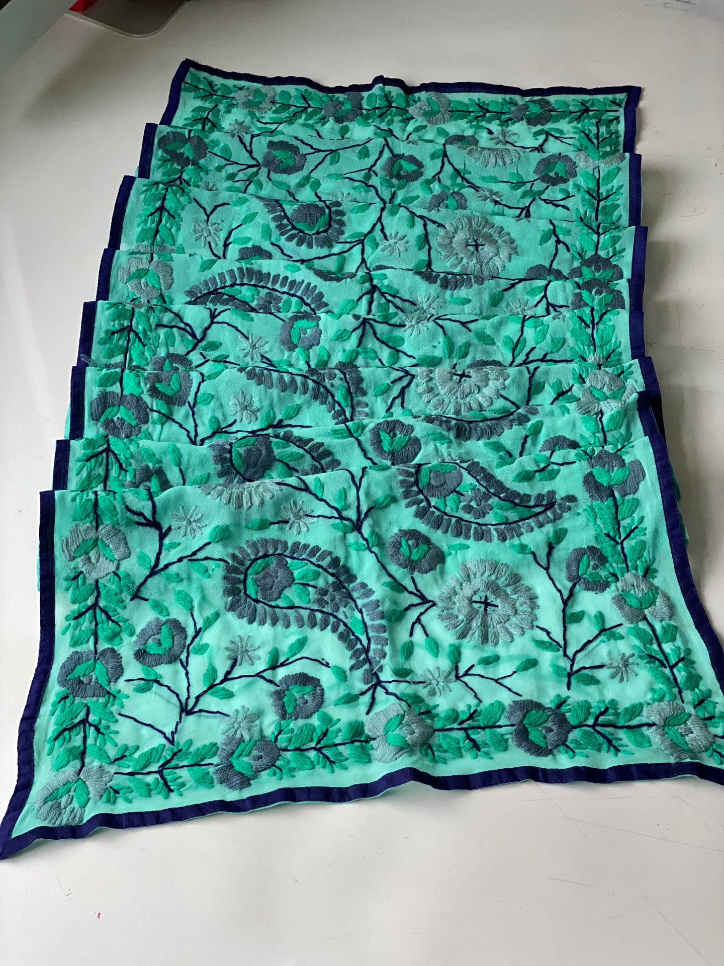 Teal x Grey Mini Georgette Neck Scarf / Wrap