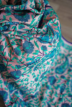 Load image into Gallery viewer, Light Pink &amp; Teal Large Handmade Chanderi Silk Wrap / Throw