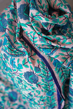 Load image into Gallery viewer, Light Pink &amp; Teal Large Handmade Chanderi Silk Wrap / Throw