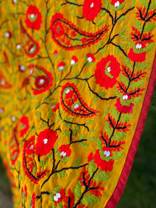 Yellow x Red Large Handmade Georgette Wrap / Throw