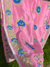 Load image into Gallery viewer, Pink x Blue Large Handmade Chanderi Silk Wrap / Throw