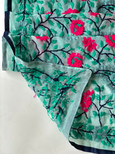 Load image into Gallery viewer, Pink x Teal Mini Georgette Neck Scarf / Wrap