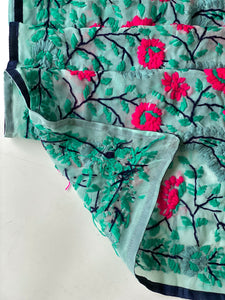 Pink x Teal Mini Georgette Neck Scarf / Wrap