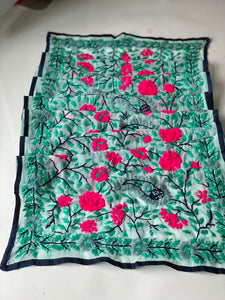 Pink x Teal Mini Georgette Neck Scarf / Wrap
