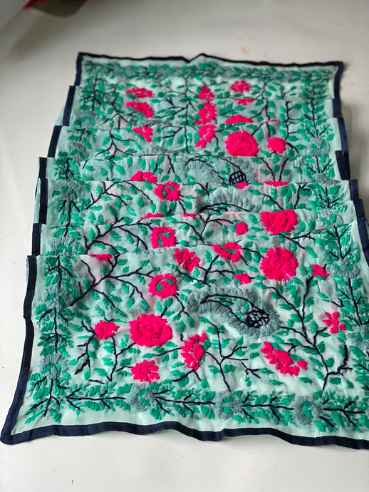 Pink x Teal Mini Georgette Neck Scarf / Wrap