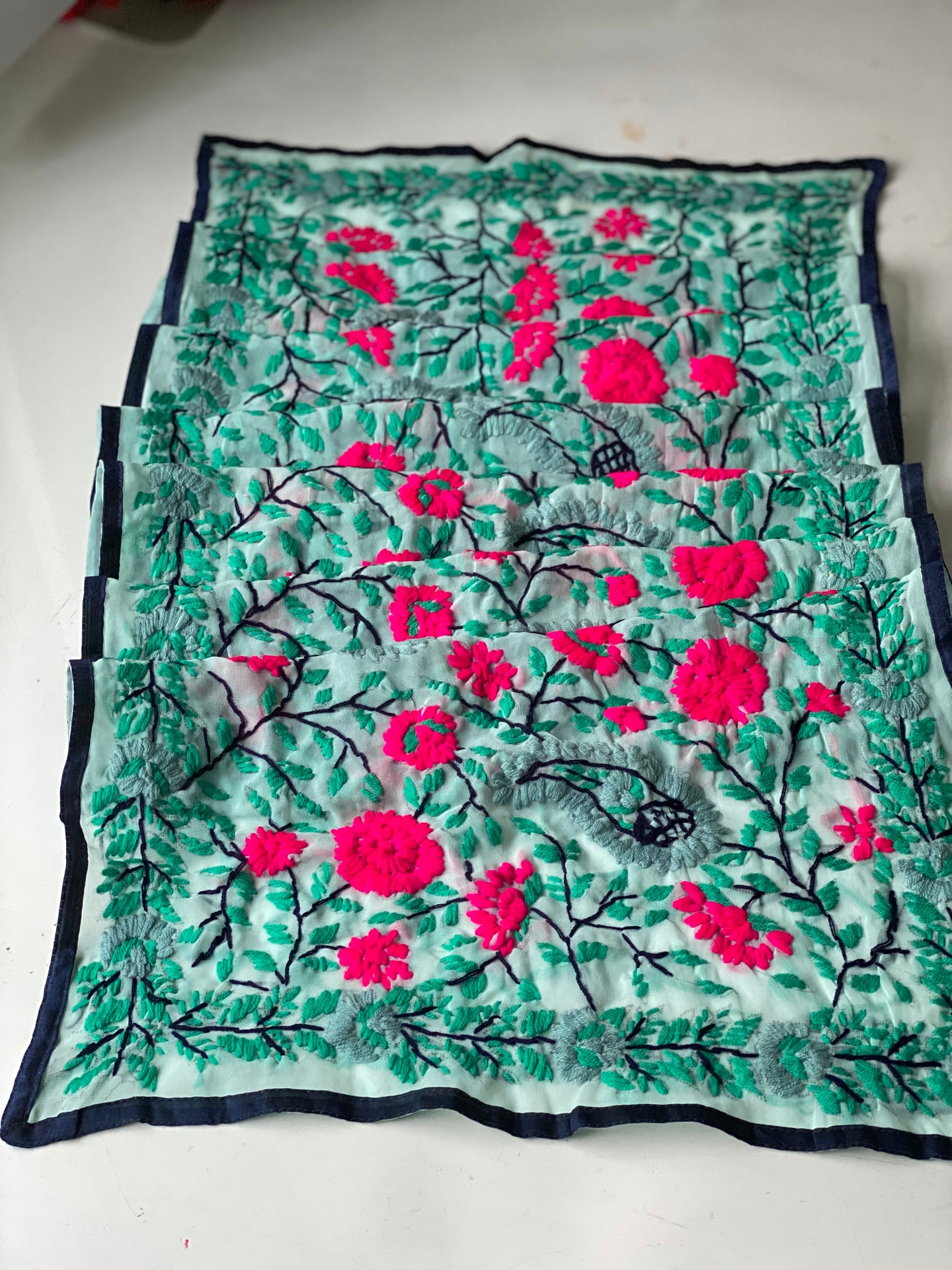 Pink x Teal Mini Georgette Neck Scarf / Wrap