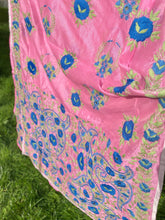 Load image into Gallery viewer, Pink x Blue Large Handmade Chanderi Silk Wrap / Throw