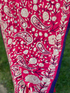 Pink x White Large Handmade Georgette Wrap / Throw