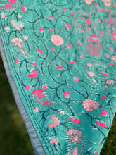 Load image into Gallery viewer, Blue x Pink Large Handmade Chanderi Silk Wrap / Throw