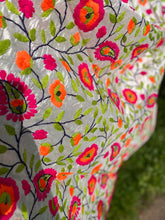 Load image into Gallery viewer, Pearl White x Green Large Handmade Chanderi Silk Wrap / Throw