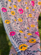 Load image into Gallery viewer, Mellow Pink x Grey Large Handmade Chanderi Silk Wrap / Throw