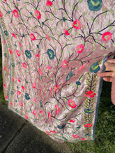 Load image into Gallery viewer, Mellow Pink x Grey Large Handmade Chanderi Silk Wrap / Throw