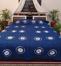 Load image into Gallery viewer, Indigo Shibori Kantha Quilt | Lightweight Cotton
