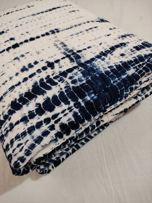 Indigo Shibori Kantha Quilt | Lightweight Cotton