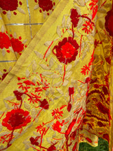 Load image into Gallery viewer, Yellow x Deep Red Large Handmade Chanderi Silk Wrap / Throw