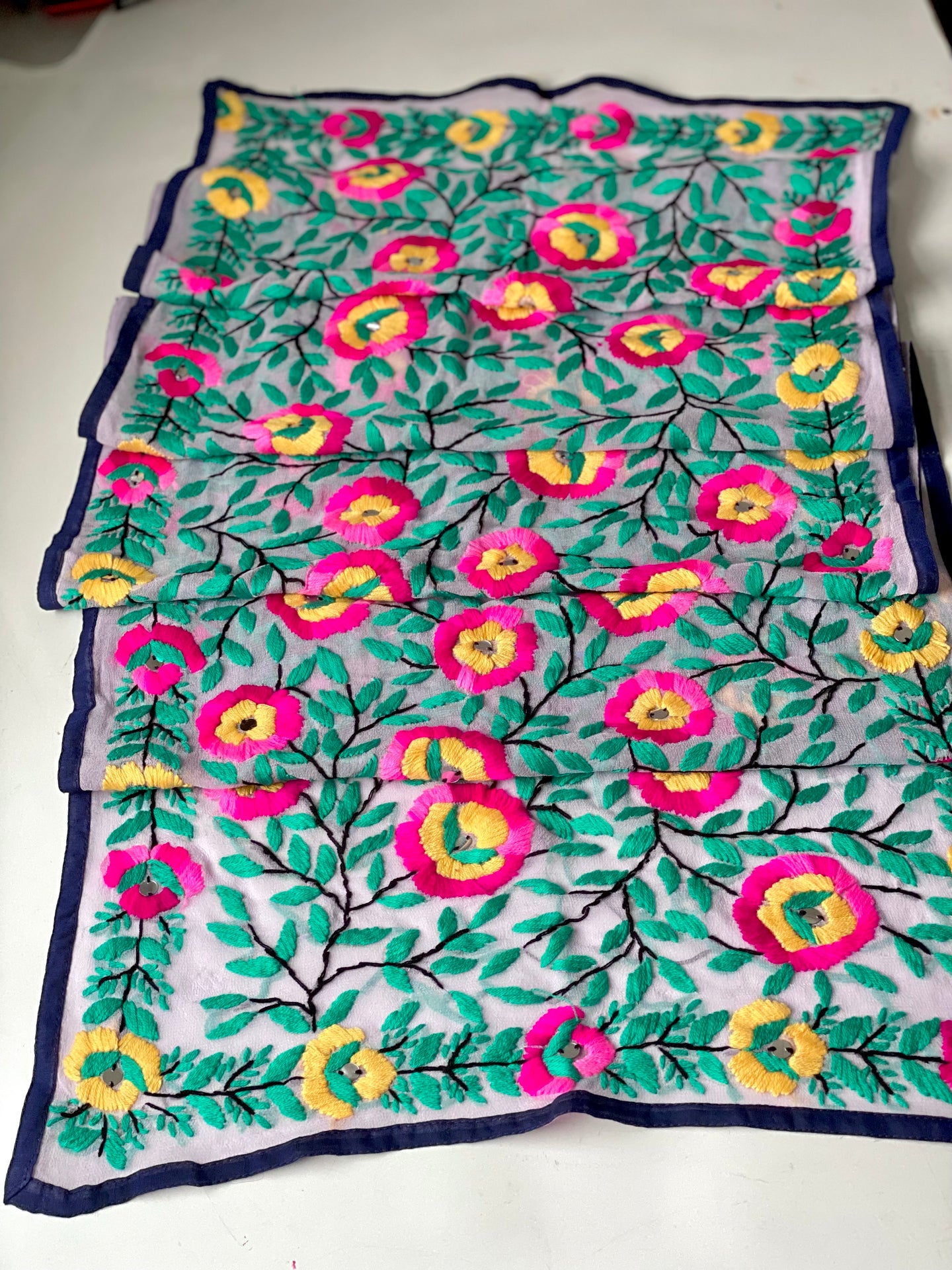 Pink x Teal Mini Georgette Neck Scarf / Wrap