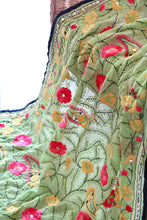 Load image into Gallery viewer, Light Green x Pink Large Handmade Georgette Wrap / Throw