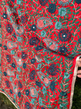 Load image into Gallery viewer, Rust Red x Grey Large Handmade Chanderi Silk Wrap / Throw