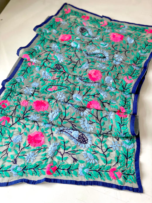 Pink x Grey Mini Georgette Neck Scarf / Wrap