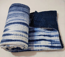 Load image into Gallery viewer, Indigo Shibori Kantha Quilt | Lightweight Cotton