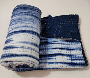 Indigo Shibori Kantha Quilt | Lightweight Cotton