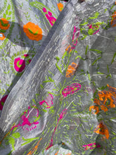 Load image into Gallery viewer, Metallic Steel Grey x Orange Large Handmade Chanderi Silk Wrap / Throw