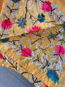 Light Amber Large Handmade Chanderi Silk Wrap / Throw