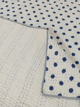 Load image into Gallery viewer, Blue Polka Dot Kantha Quilt | Lightweight Cotton
