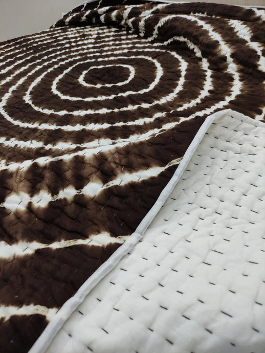 Brown Tie & Dye Kantha Quilt | Lightweight Cotton