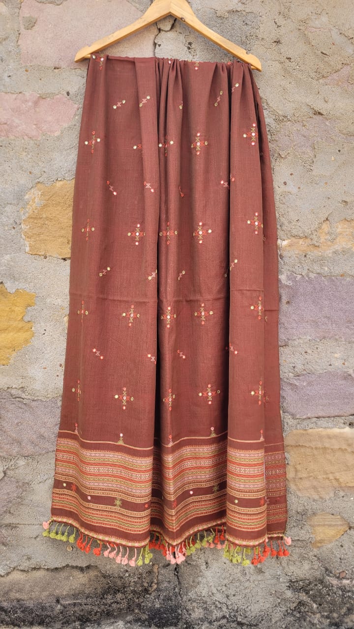 Brown Handwoven Merino Wool Shawl