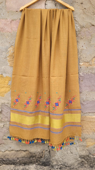 Dusk Yellow Handwoven Merino Wool Shawl