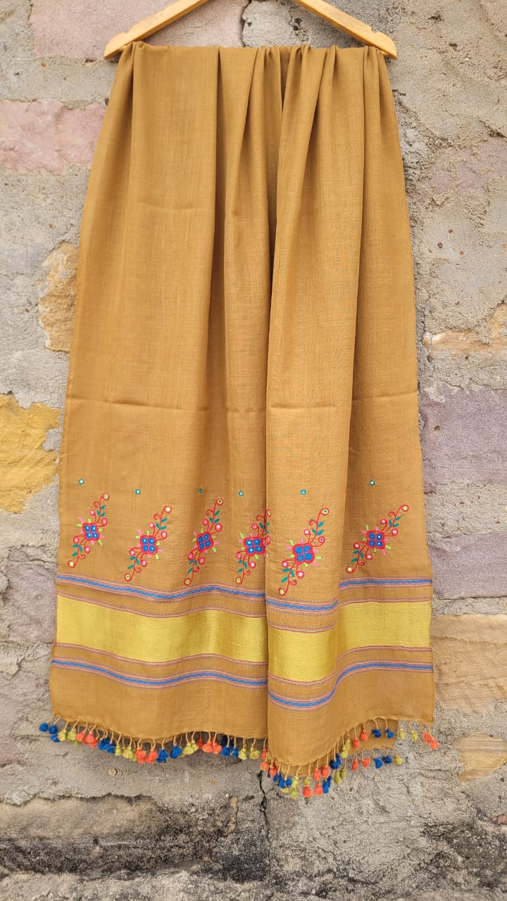 Dusk Yellow Handwoven Merino Wool Shawl