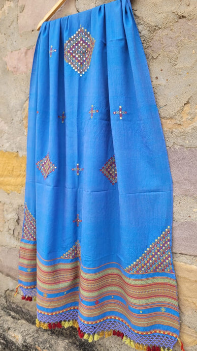 Blue Handwoven Merino Wool Shawl