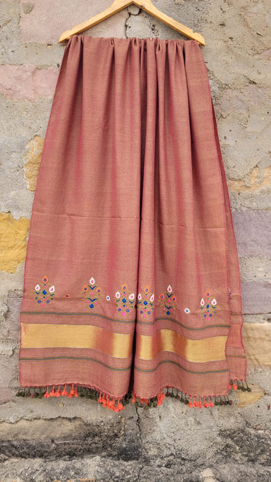 Rust Red Handwoven Merino Wool Shawl