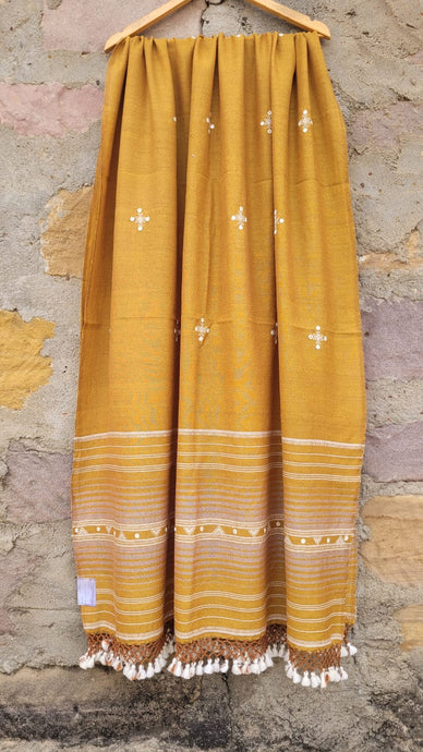 Vivid Yellow Handwoven Merino Wool Shawl