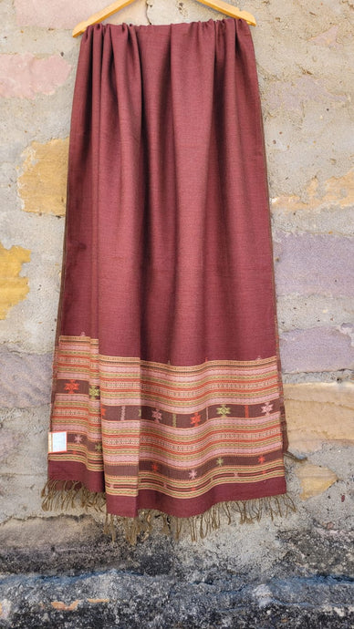 Deep Rust Red Handwoven Merino Wool Shawl