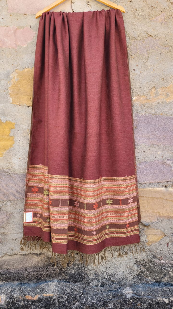 Deep Rust Red Handwoven Merino Wool Shawl