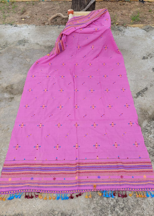 Vivid Pink Handwoven Merino Wool Shawl