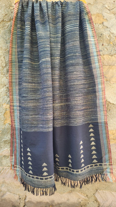 Dark Grey Handwoven Merino Sheep Wool × Ghicha Tussar Silk Shawl