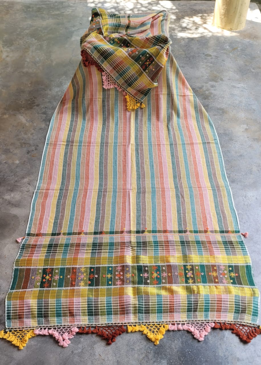 Multicoloured Handwoven Kala Cotton Lightweight Shawl