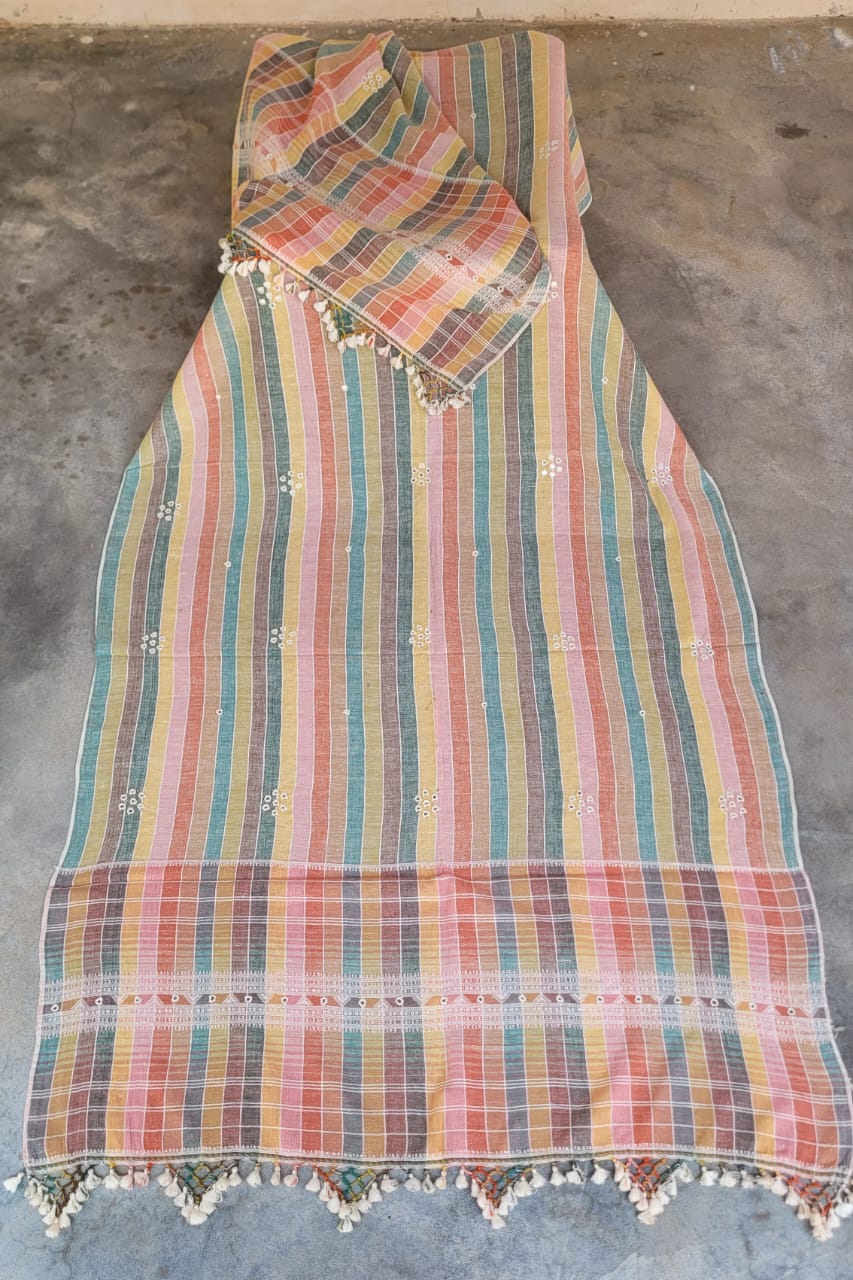 Multicoloured Handwoven Kala Cotton Lightweight Shawl