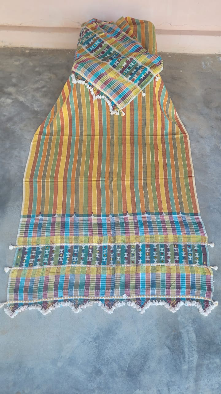 Multicoloured Handwoven Kala Cotton Lightweight Shawl