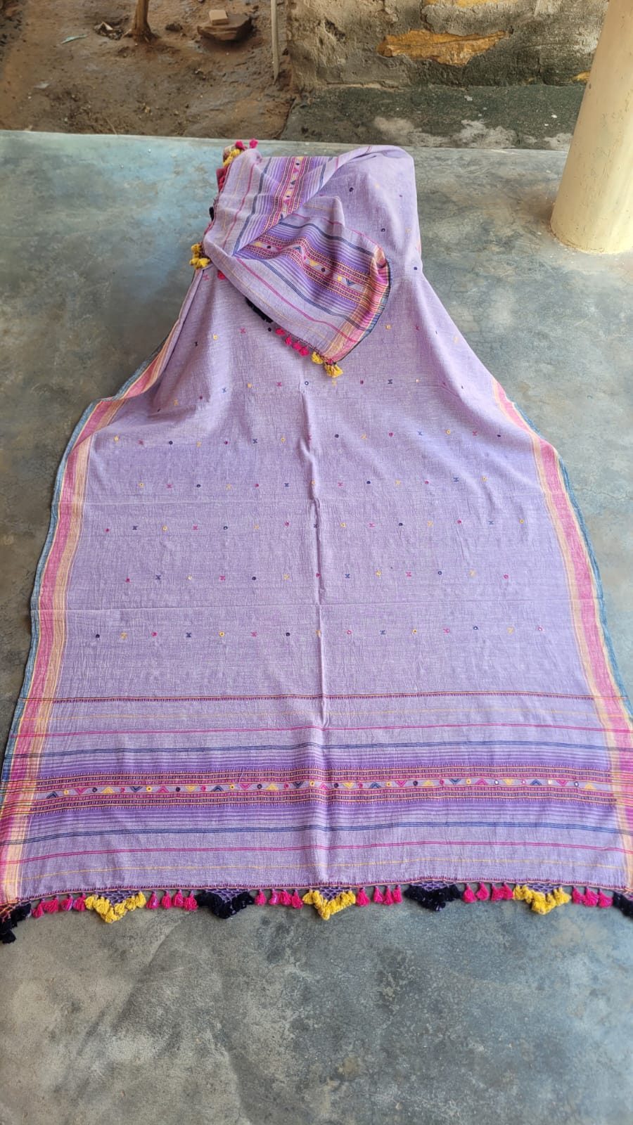 Multicoloured Handwoven Kala Cotton Lightweight Shawl