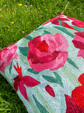 Load image into Gallery viewer, Aqua Iris Floral Cushion Cover | Silk Yarn