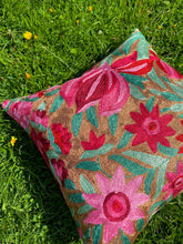 Load image into Gallery viewer, Caramel Floral Cushion Cover | Silk Yarn