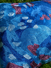 Load image into Gallery viewer, Kingfisher Ultramarine Floral Cushion Cover | Silk Yarn