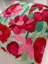 Load image into Gallery viewer, Aqua Iris Floral Cushion Cover | Silk Yarn