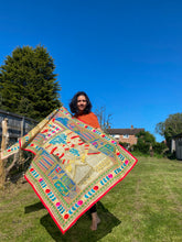 Load image into Gallery viewer, Cream Madhubani Style Handmade Chanderi Cotton Shawl / Throw - B210