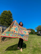 Load image into Gallery viewer, Cream Madhubani Style Handmade Chanderi Cotton Shawl / Throw - B210